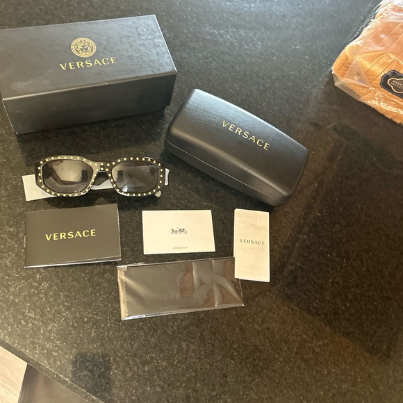 Versace Black Sunglasses with Gold Accents